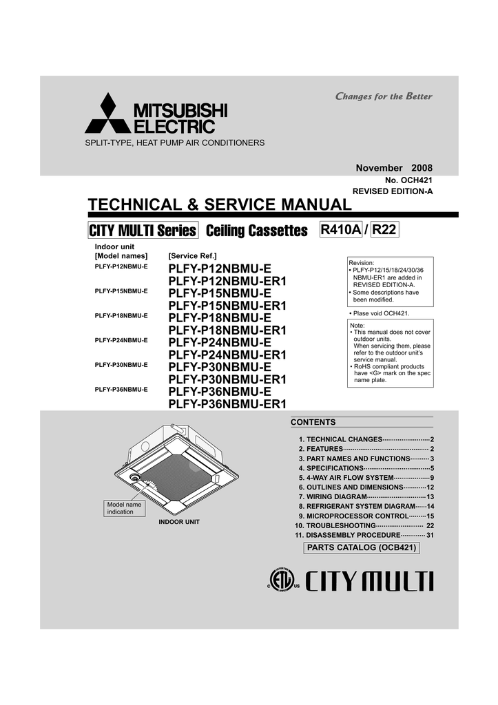 technical & service manual Mitsubishi Electric Cooling & Heating