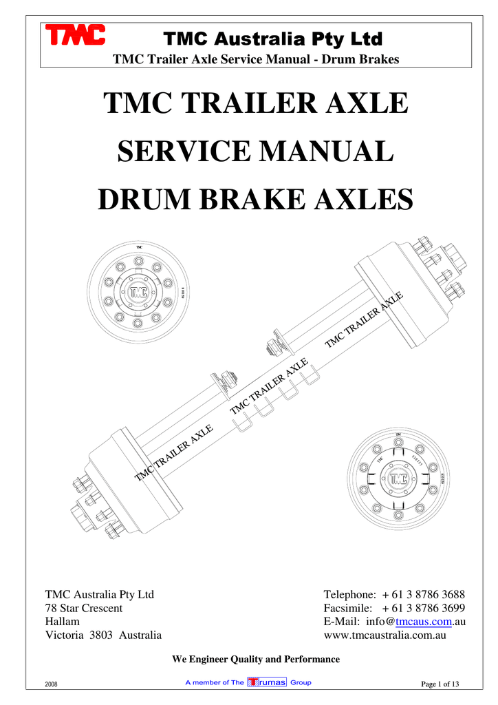 TMC TRAILER AXLE SERVICE MANUAL DRUM BRAKE AXLES Manualzz