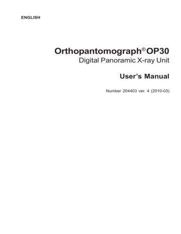 Orthopantomograph Op30 Manualzz