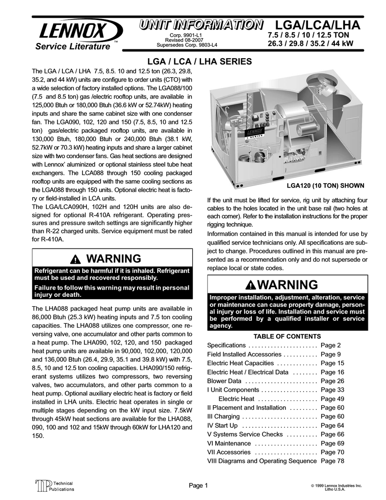 LGA/LCA/LHA WARNING | Manualzz
