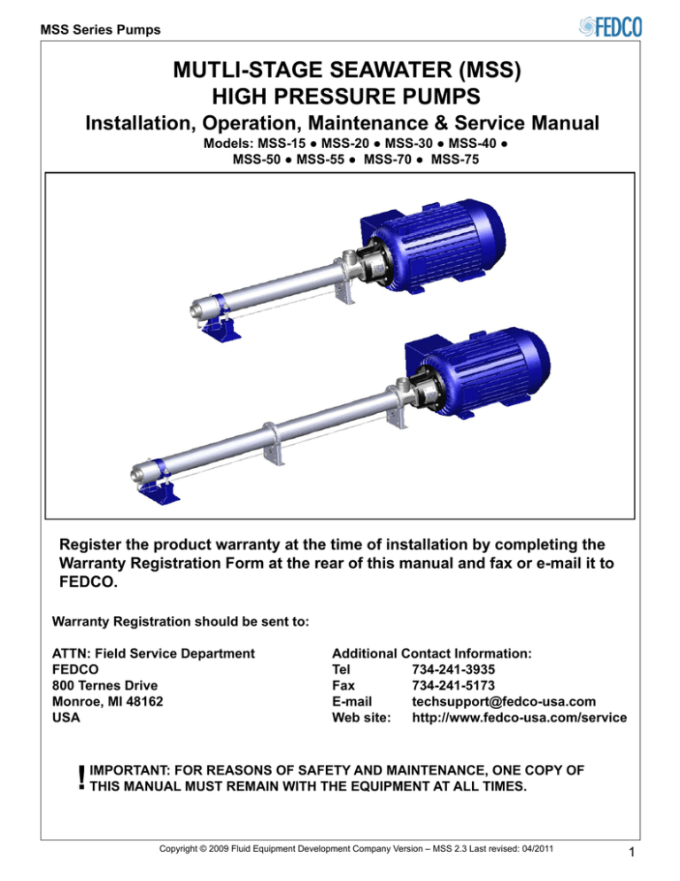 Mss A Service Manual Fluid Equipment Development Company Manualzz