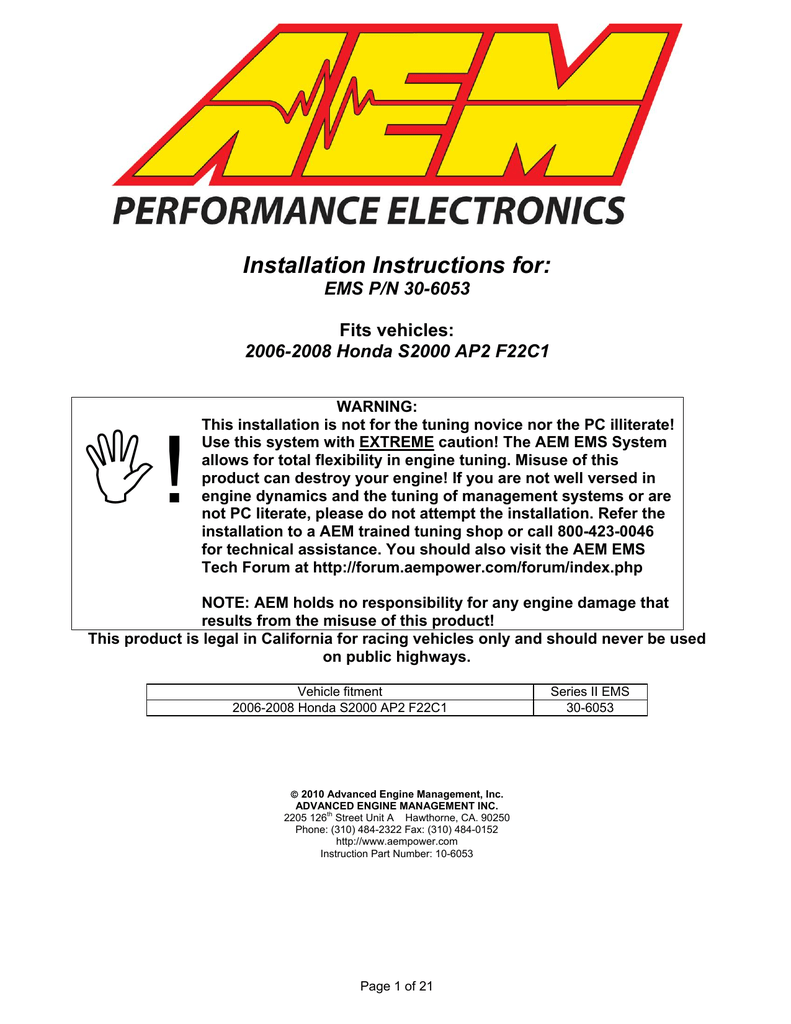 Aem 30 6053 Operating Instrustions Manualzz