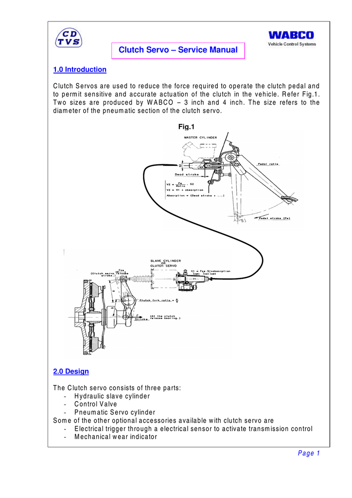 Clutch Servos wabco india limited Manualzz