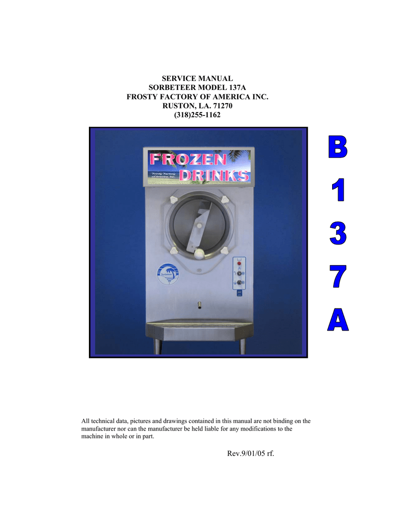 Frosty Factory 137 Service Manual Manualzz