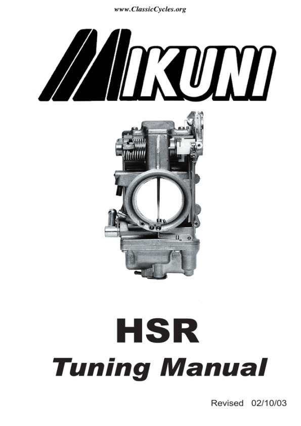 Mikuni Hsr Series Carburetor Tuning Service Manual Manualzz Mikuni Hsr Series Carburetor Tuning Service Manual Manualzz