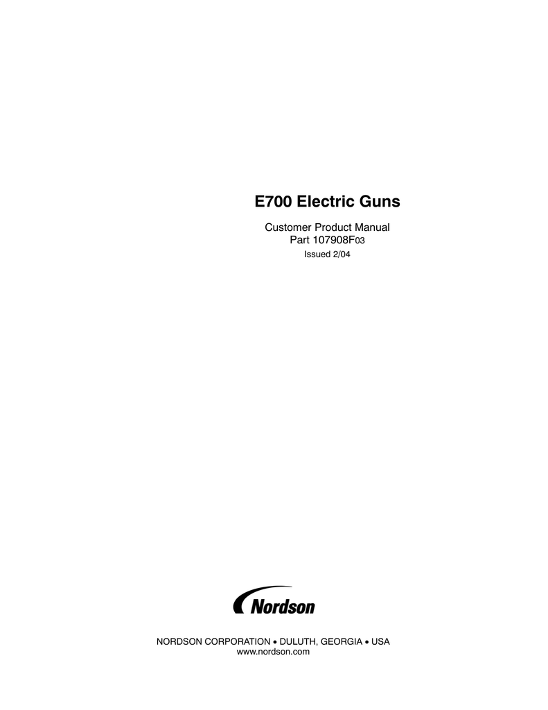 Nordson E700 Electric Guns Manualzz