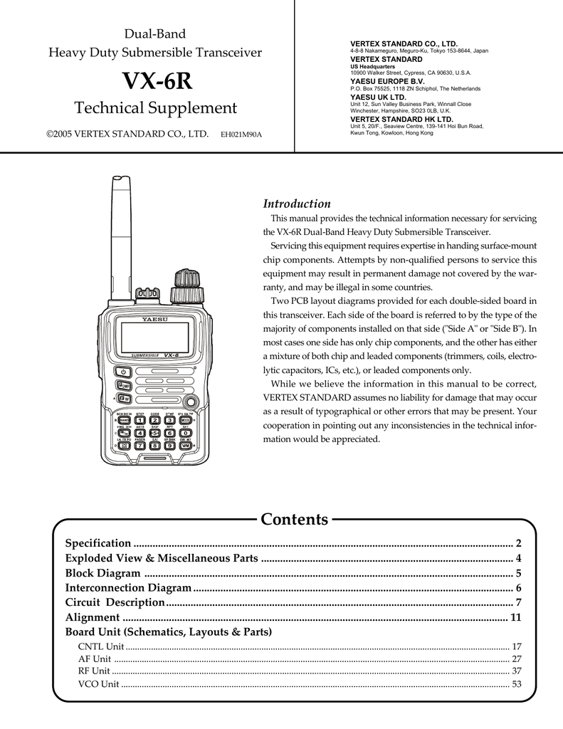 VX-6R Technical Supplement | Manualzz