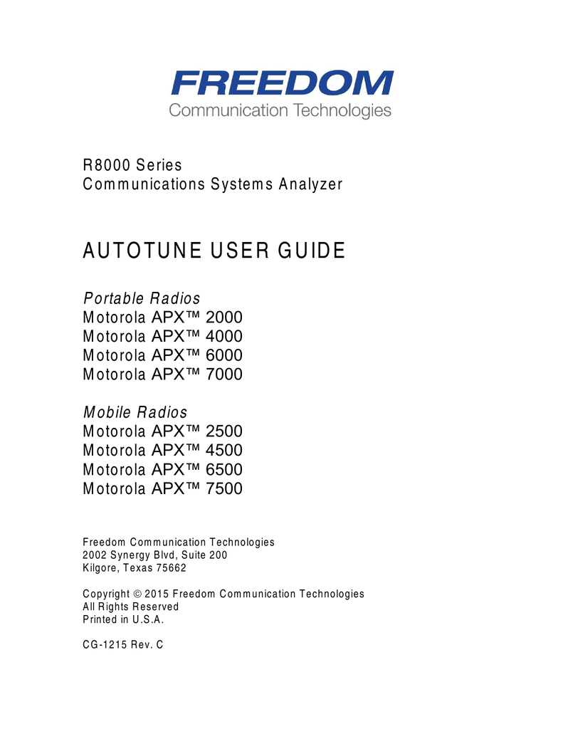 APX Series - Freedom | Communication Technologies | Manualzz