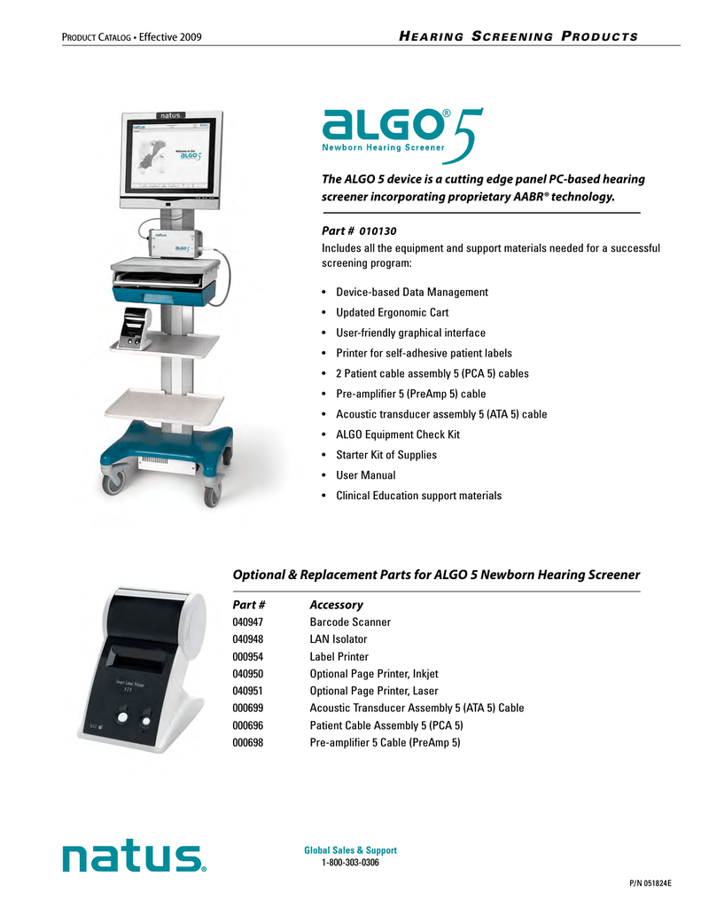 Optional & Replacement Parts for ALGO 5 Newborn Hearing Screener | Manualzz