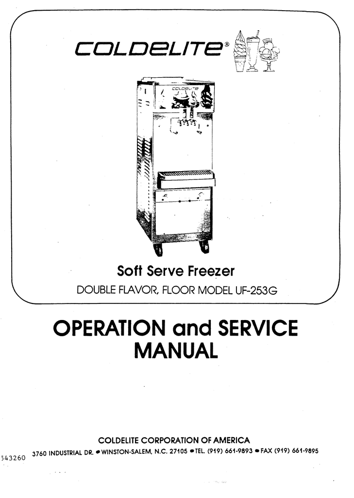 Cold Elite Soft Serve Ice Cream Machine UF253G-1