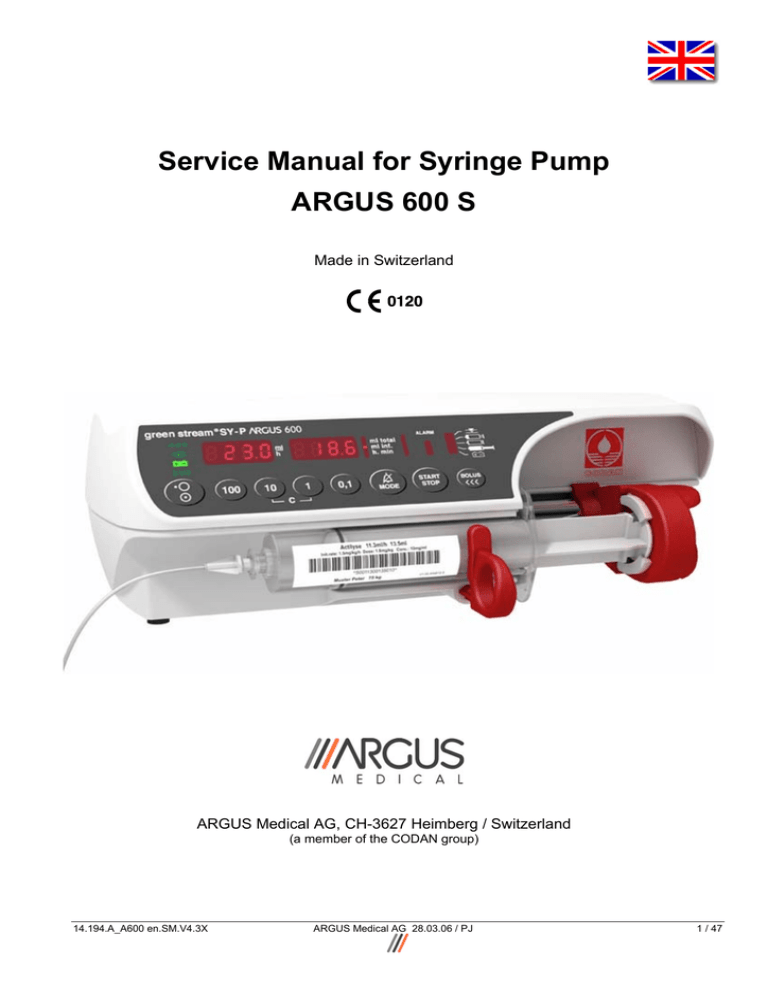 ARGUS 600S Infusion Pump Service Manual Manualzz
