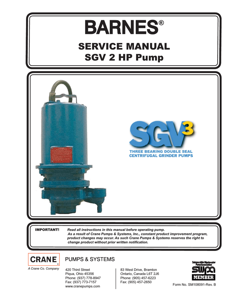 Barnes Crane Pumps Manualzz