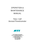 TDA-110P Aerosol Penetrometer Operation &amp; Maintenance Manual