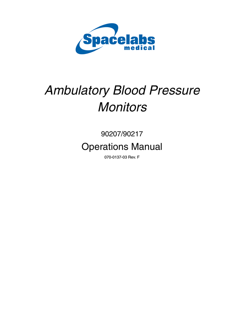 spacelabs ambulatory blood pressure monitor manual 90207