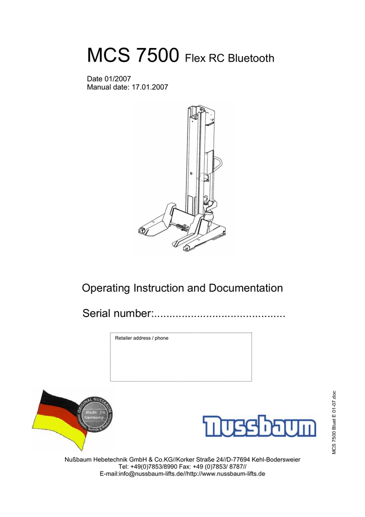 Nussbaum lift manual