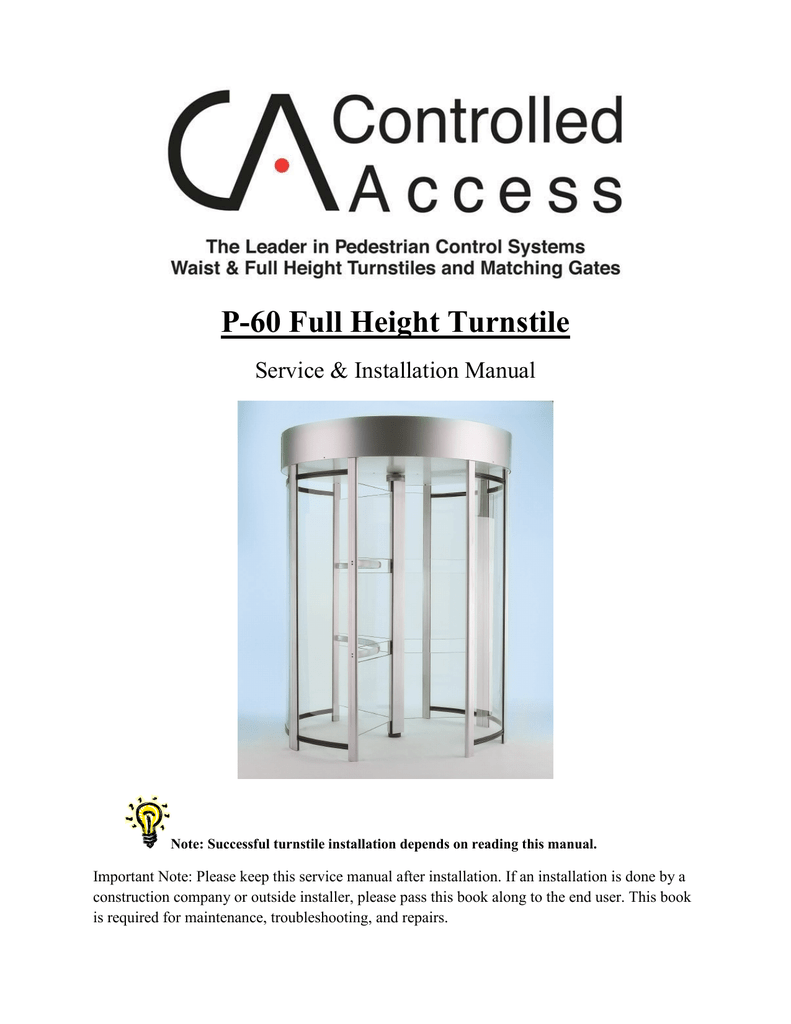 P60 Installation Manual - Controlled Access, Inc. | Manualzz