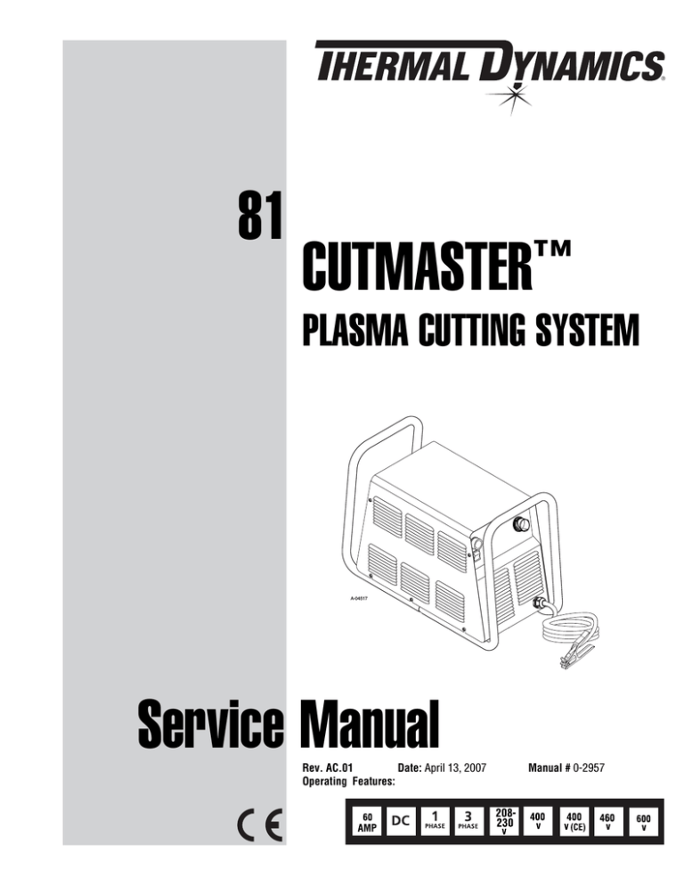 Esab 81 Cutmaster Plasma Cutting System User Manual Manualzz