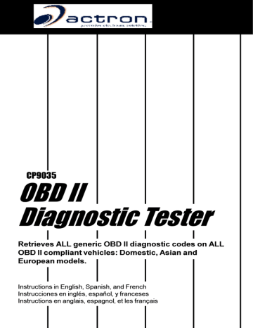 OBD II Diagnostic Tester | Manualzz