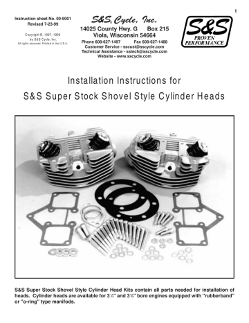 930-0088 thickness .032 in S&S Cycle Head Gaskets 3 7/16" and 3 1/2" bore