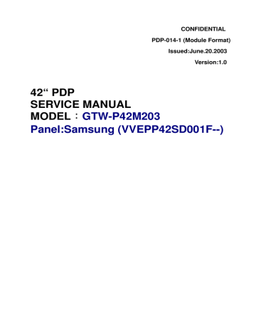42-Inch PDP Display Service Manual for Model GTW | Manualzz