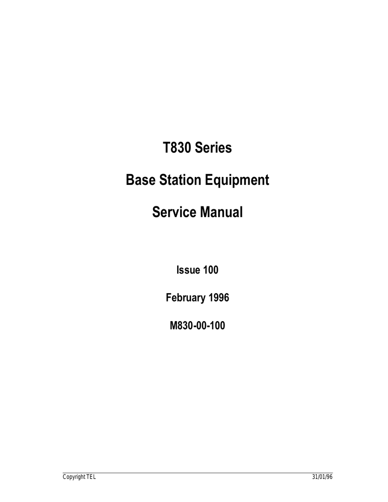 T830 Series Base Station Equipment Service Manual Manualzz Com - t830 series base station equipment service manual