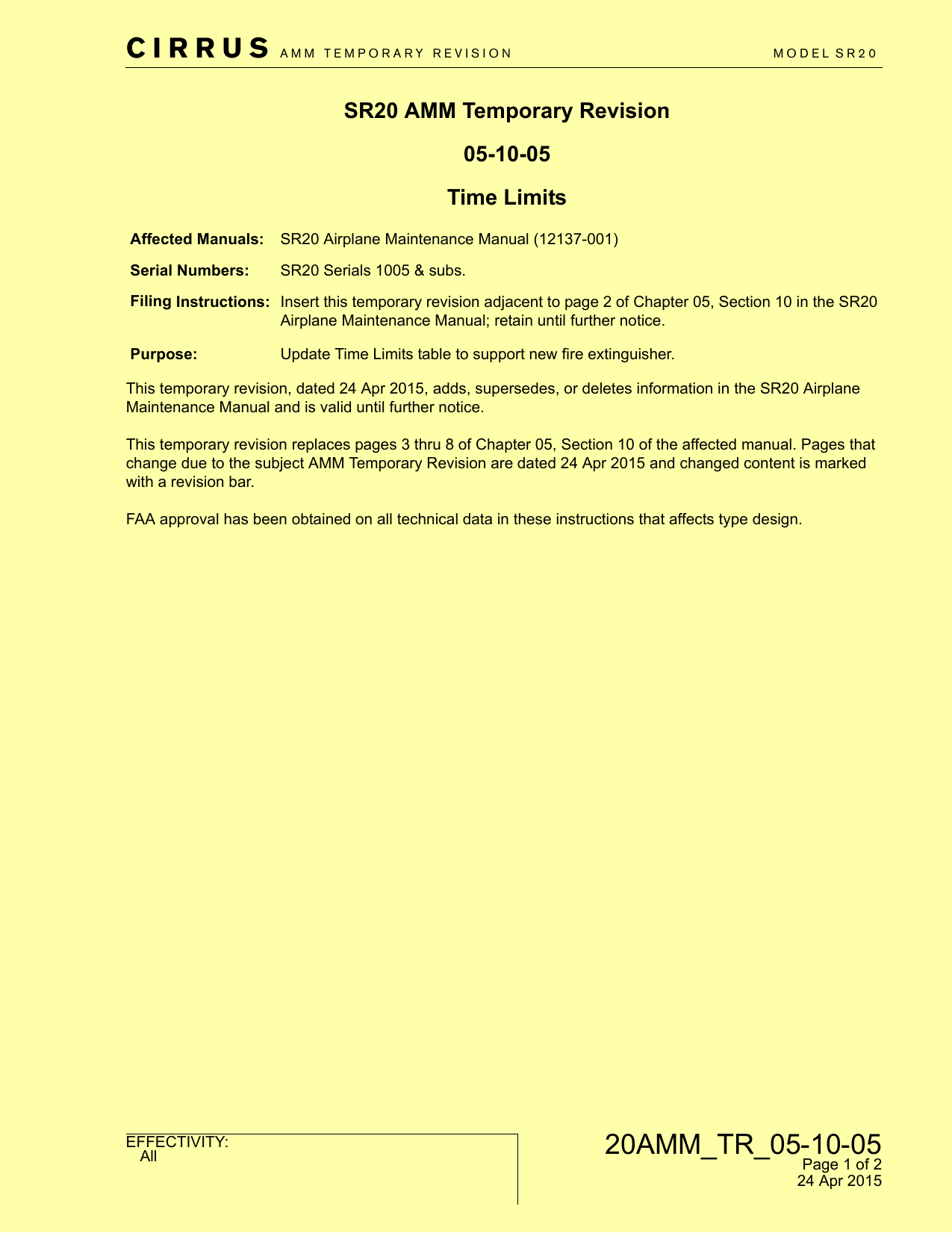 20AMM_TR_05-10-05 - Cirrus Design Authorized Service Center | manualzz.com
