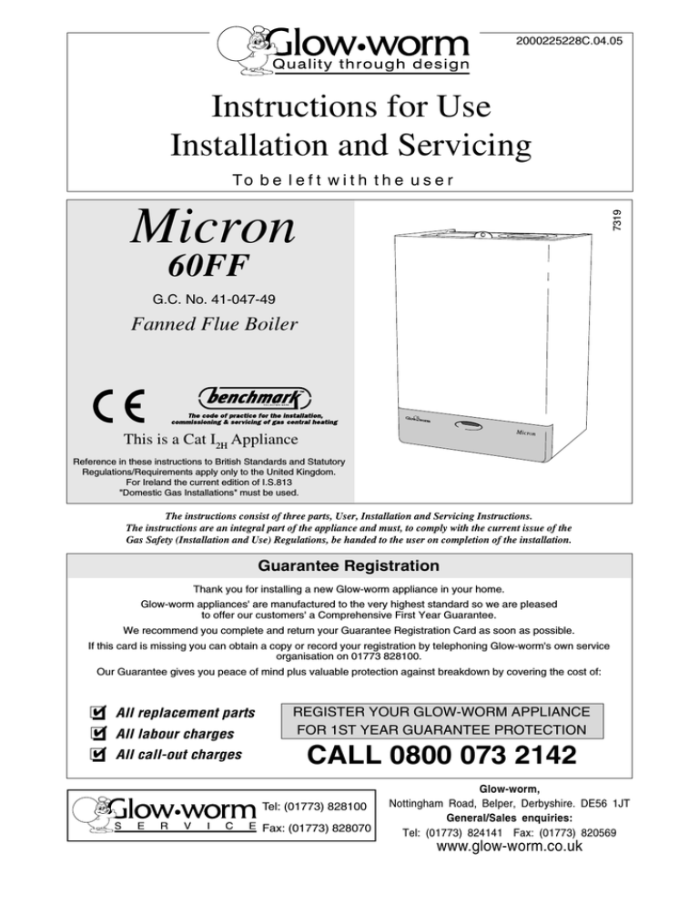 Glow worm Micron 60FF free boiler manual | Manualzz