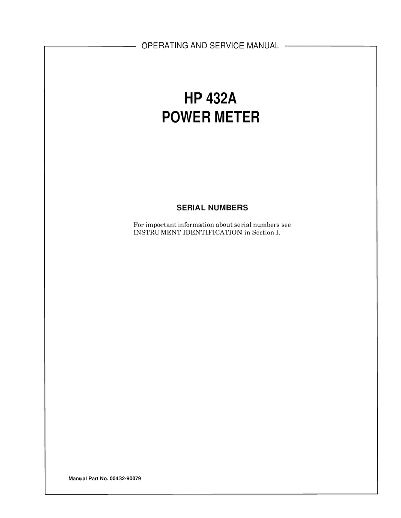 GENERAL MICROWAVE 478 478A POWER MTR OPS-SERVICE MANUAL 