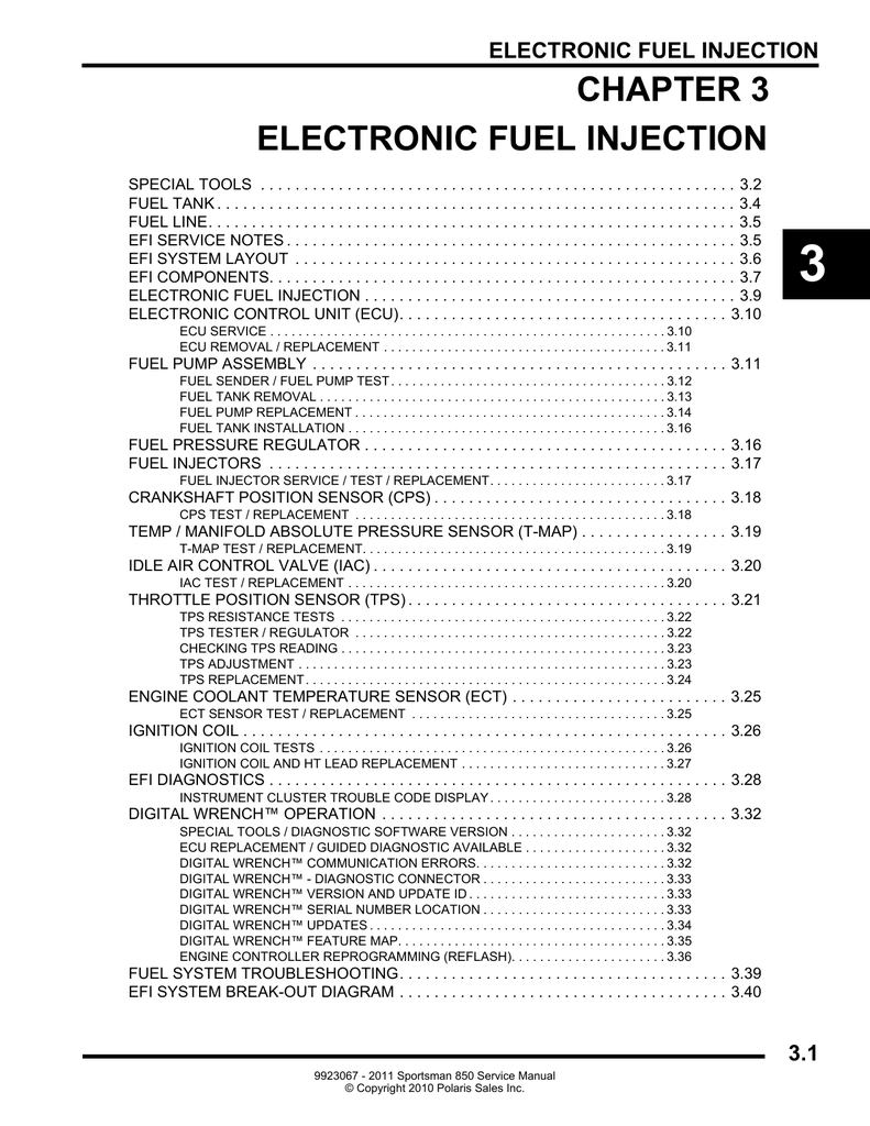 Polaris Electronic Fuel Injection Manualzz