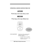 Teledyne AD300 &amp; MD300 Oxygen analyzer and monitor Instruction manual