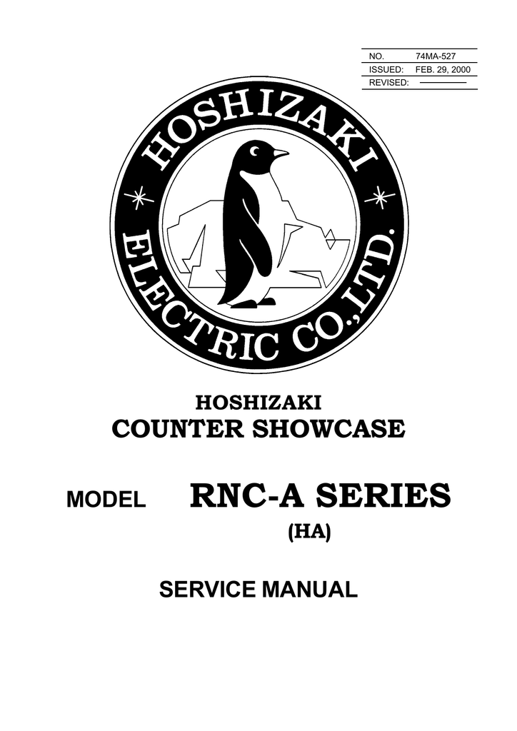 Hoshizaki RNC90ALA Service manual Manualzz