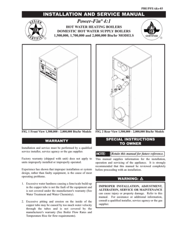 Lochinvar 000 BTU/HR Installation and Service Manual | Manualzz