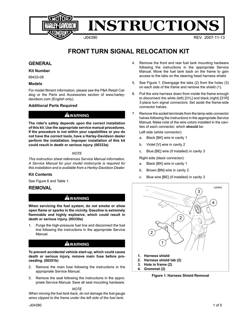 FRONT TURN SIGNAL RELOCATION KIT Manualzz