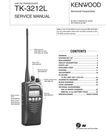 Kenwood TK-3212L Service manual | Manualzz