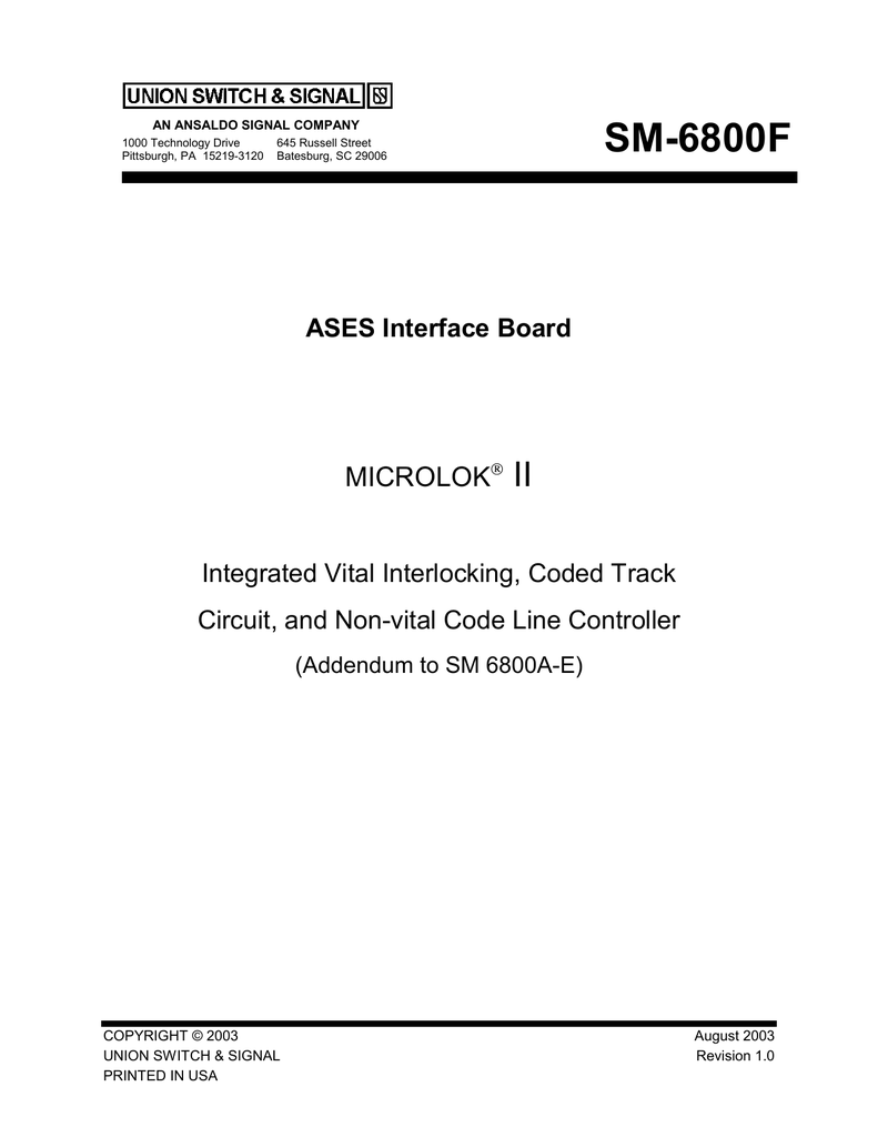 SM6800F ASES Interface Board Manualzz
