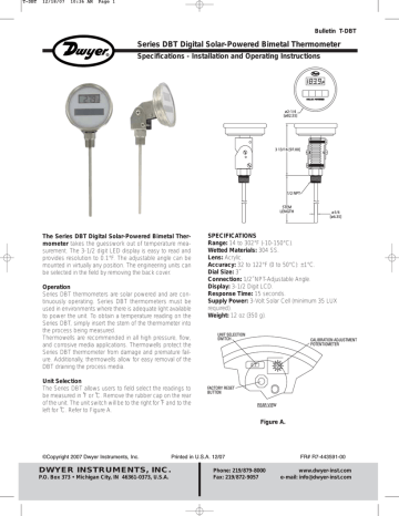 Series DBT Digital Solar-Powered Bimetal Thermometer