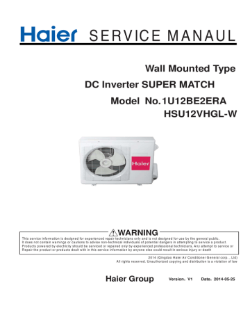 Haier Ductless Mini Split HSU12VHGLW Service Manual | Manualzz