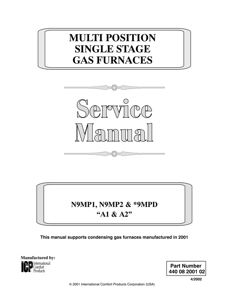 Muliti Purpose Single Stage Gas Furnace Service Manual Manualzz Com