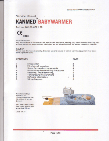 kanmed Baby Warmer Infant warmer Service Manual | Manualzz