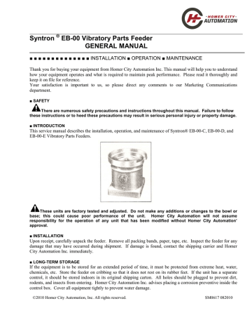 EB-00 Manual - Homer City Automation | Manualzz