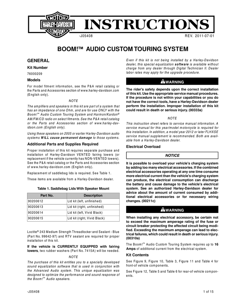BOOM!™ AUDIO CUSTOM TOURING SYSTEM Manualzz