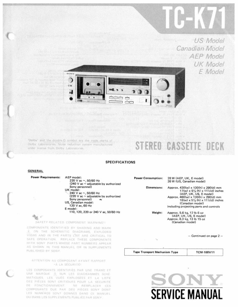 Tc K71 Cassette Deck Sm Manualzz