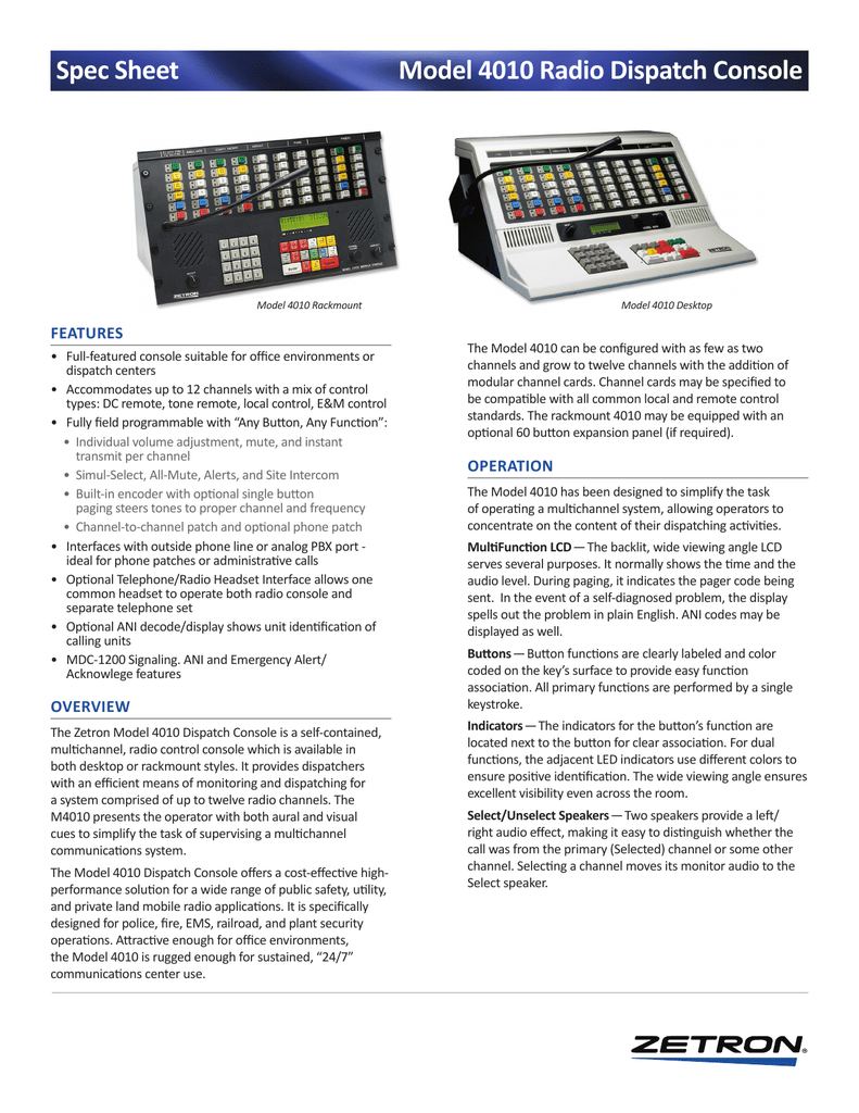 Zetron 4010 Console Service Manual