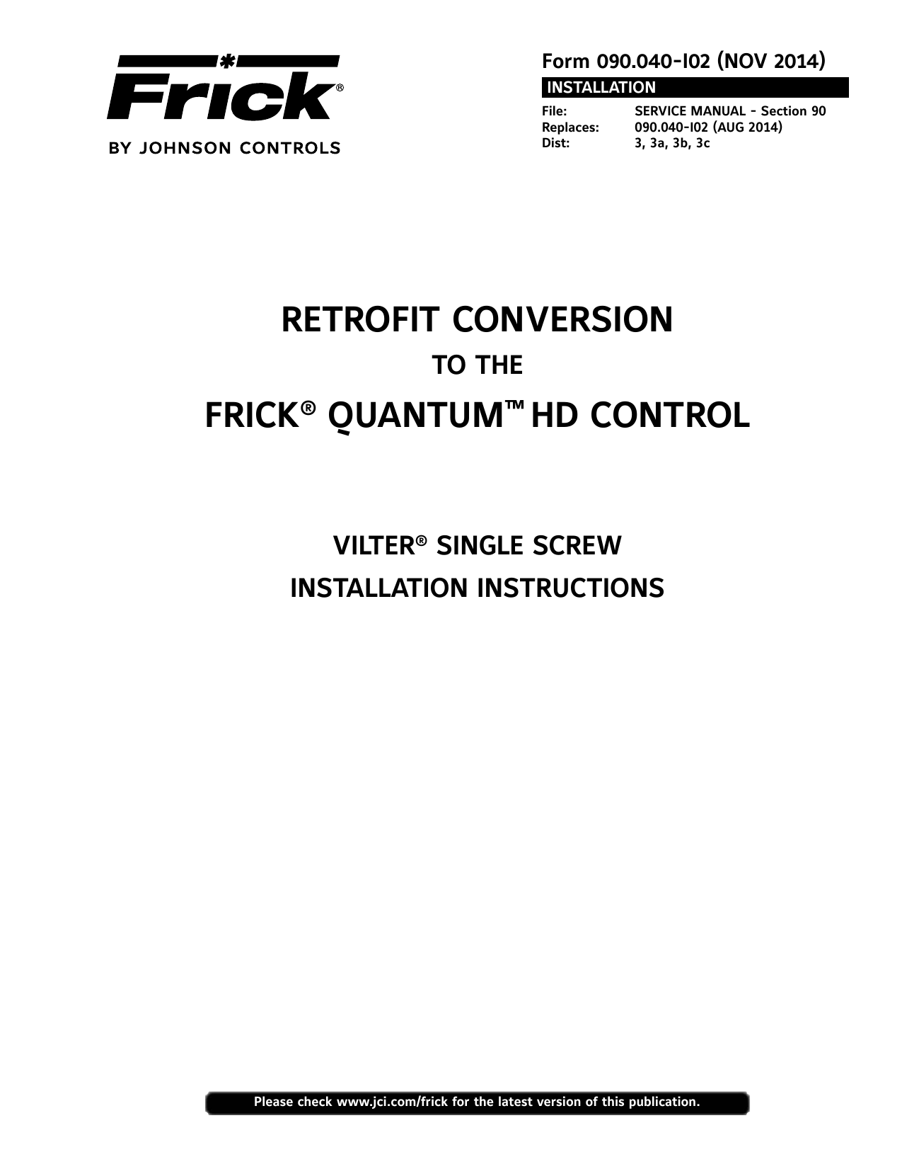RETROFIT CONVERSION FRICK® QUANTUM™ HD CONTROL | Manualzz