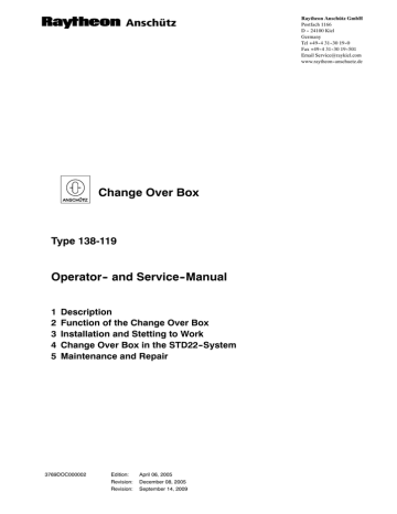 Raytheon Change Over Box, 138-119 Operation Manual | Manualzz