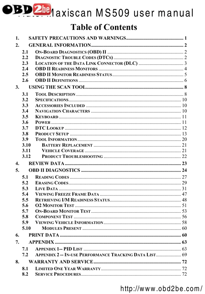 Autel Maxiscan MS509 user manual | Manualzz