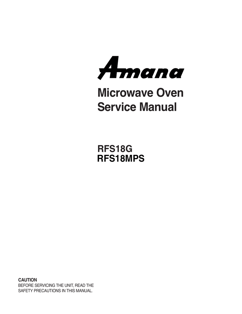 Amana RFS18G Microwave Owner's Manual Manualzz