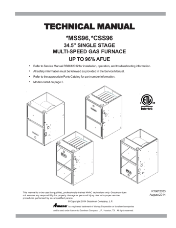 Goodman GMSS96 Technical Information | Manualzz