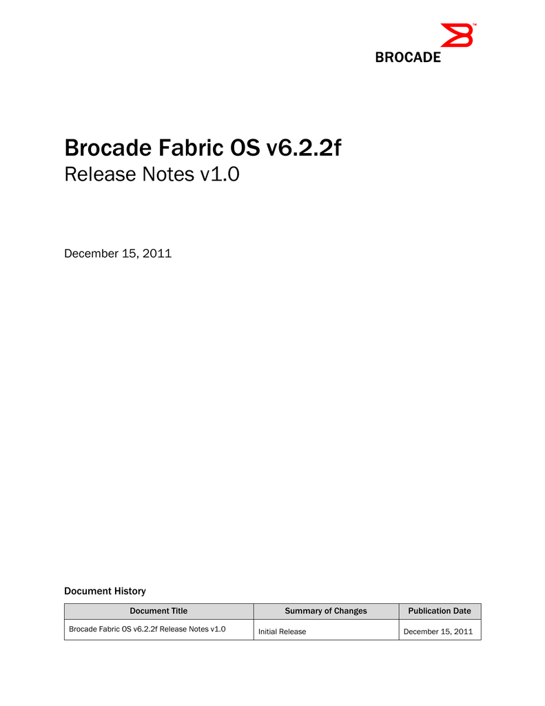 Brocade Fabric OS Release Notes Manualzz