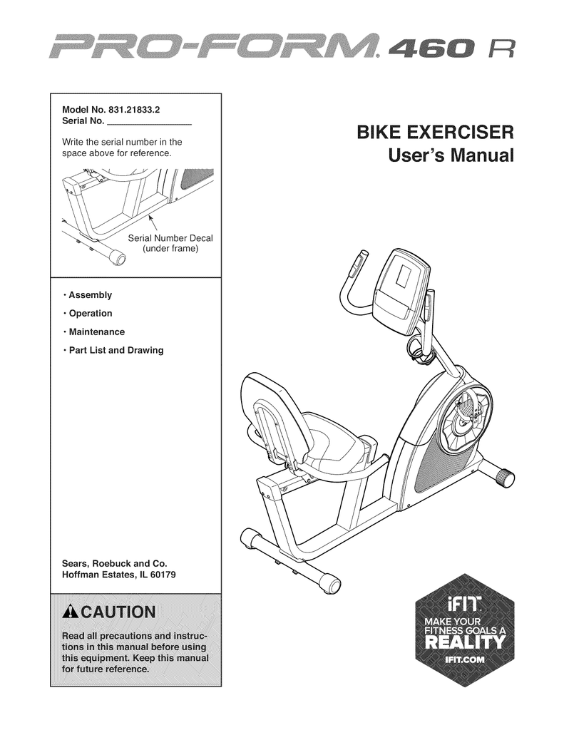 Proform ifit bike manual hot sale